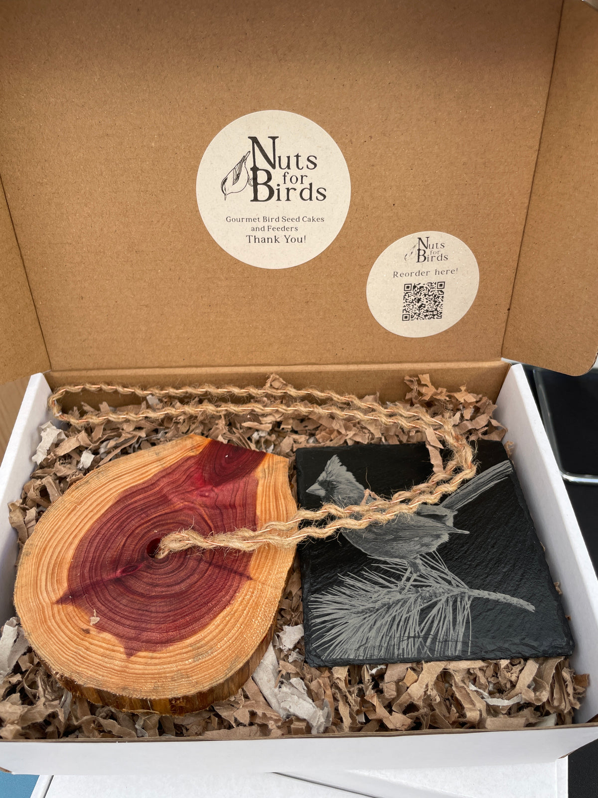 Cedar Bird Feeder and Coaster Gift Box